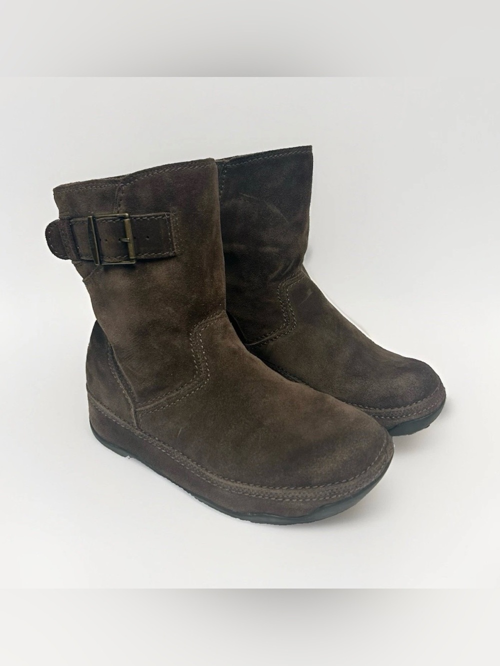 FitFlop Boots Womens 8 Chocolate Brown Suede Biker Slip On Ankle Comfort Casual